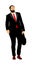 Confident leader standing. Businessman go to work illustration. Handsome man in suite with suitcase.