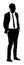 Confident leader standing. Businessman go to work silhouette illustration. Handsome man in suite with hands in pocket.