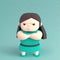 Confident little girl with arms akimbo against a teal wall, digital character avatar AI generation