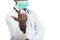 Confident male doctor. Cheerful African doctor pointing with finger, you are next.