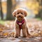 Confident poodle with red collar