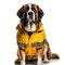 Confident Saint Bernard Dog Dressed as Security AI Generated