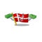 Confident smiley flag denmark character with money bag