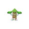 Confident smiley green stripes fireworks rocket character with money on hand