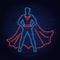 Confident superman neon sign. Leadership, power, protector design. Night bright neon sign, colorful billboard, light banner.