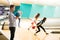 Confident Teenage Boy With Friends Bowling In Club