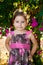 Confident Toddler Girl Pink and Brown Dress