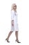 confident woman doctor striding forward. isolated on a white