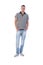 Confident young man in jeans smiling