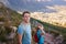 Confident young man on a nature hike on a mountain