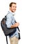 Confident young student back to school on white background