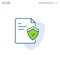 Confidential document icon, Cyber Secure data, Shield icon, Policies regulation, Corporate Business office files, Editable stroke