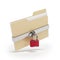 Confidential files. Padlock on folder