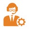 Configuration, settings, customer support vector icon. Orange version