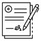 Confirm delivery signature icon, outline style