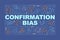 Confirmation bias word concepts dark blue banner