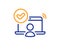 Confirmed online access line icon. Approved notebook sign. Vector