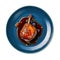 Confit De Canard On A Blue Round Plate, French Dish. Generative AI
