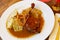 Confit du canard in czech with sauerkraut and potato dumplings