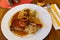 Confit du canard in czech with sauerkraut and potato dumplings