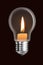 A conflagrant candle is in a electric bulb