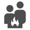Conflict couple solid icon. Quarrel, man and woman conflict and fire symbol, glyph style pictogram on white background