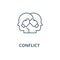 Conflict illustration, boxing in heads line icon, vector. Conflict illustration, boxing in heads outline sign, concept