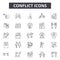 Conflict line icons, signs, vector set, outline illustration concept