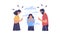 Conflict With Parents, Father And Mother Scolding Teenager Vector. Isolated Illustration