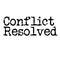 CONFLICT RESOLVED stamp on white background