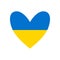 Conflict between Russia and Ukraine. Ukraine. Flag of Ukraine in the shape of a heart. Ukrainian nation. Patriotism