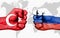 Conflict between Turkey and Russia - male fists