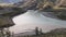 The confluence of Chewie and Katun river in the Altai. The Katun river is turquoise, the Chuya river is dirty gray. Summer