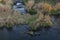 Confluence of Hucivy creek and Ohre river in Perstejn village in winter morning