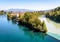 Confluence of the Rhone and Arve rivers in Geneva