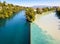 Confluence of the Rhone and Arve rivers in Geneva