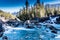 Confluence of Yoho and Kickinh Horse rivers. Yoho National Park. British Columbia Canada