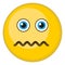 Confounded face emoji. Round yellow emoticon. Frustration symbol