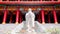 Confucius statue with chinese historic traditional architecture background