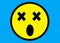 A confused expression emoticon smiley face expression light blue turquoise backdrop