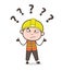 Confused Face Expression - Cute Cartoon Male Engineer Illustration