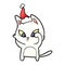 confused gradient cartoon of a cat wearing santa hat