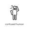 confused human icon. Trendy modern flat linear vector confused h