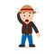 Confused Male Farmer Cartoon Character