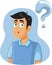 Confused Man Having Many Questions Vector Cartoon