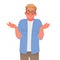 Confused man shrugs. Gesture Oops or I do not know. Concept of question. Vector illustration