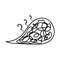 Confused messed up thoughts bubble line art icon. Depressed mental state before therapy, brain overthinking everything