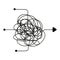 Confused process, chaos line symbol. Finding a way out, teamwork or brainstorming vector concept