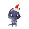 confused retro cartoon of a cat wearing santa hat