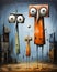 The Confused Robots With Bird Heads: A Happy Family\\\'s Abstract